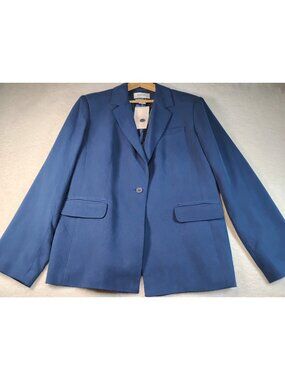 New Vtg Randolph Duke The Look Womens Silk Blazer Lined Career Size 16 Blue